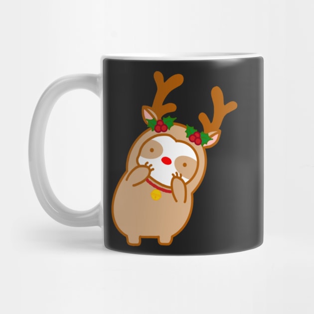Cute Christmas Reindeer Sloth by theslothinme
